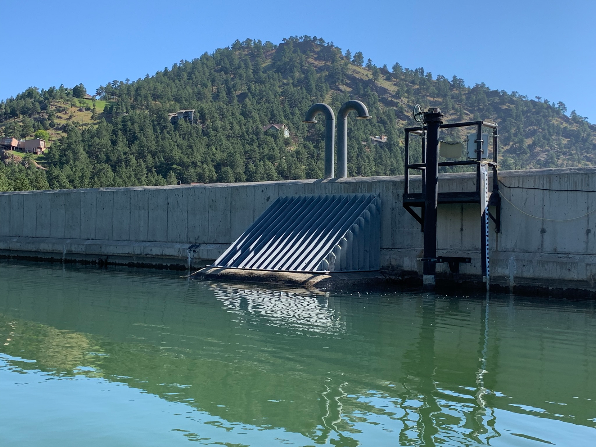 The Pinebrook Water District reservoir lies in the hills northwest of Boulder, Colo.