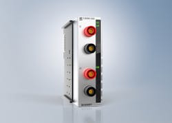The ELM3002-0205 EtherCAT Terminal enables high-voltage measurements with high accuracy and sampling rates for car batteries, generators and motors.