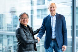 Jensen Huang, founder and CEO of Nvidia (left), and Roland Busch, president and CEO of Siemens AG.