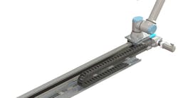 With the Festo Motion Control Package, a seventh axis can be added to a Universal Robot cobot for a range of applications, including palletizing. Source: Festo. With the Festo Motion Control Package, a seventh axis can be added to a Universal Robot cobot for a range of applications, including palletizing. Source: Festo.