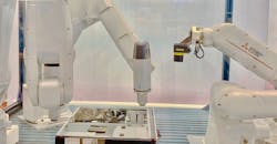 Mitsubishi’s Assista cobot and RV-7FRL and RV-8CRL industrial robots in a complex path screw-driving assembly operation at IMTS 2022. Mitsubishi’s Assista cobot and RV-7FRL and RV-8CRL industrial robots in a complex path screw-driving assembly operation at IMTS 2022.