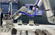 Universal Robots&apos; UR20 demonstrating machine tending capabilities at IMTS 2022.