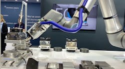 Universal Robots&apos; UR20 demonstrating machine tending capabilities at IMTS 2022.