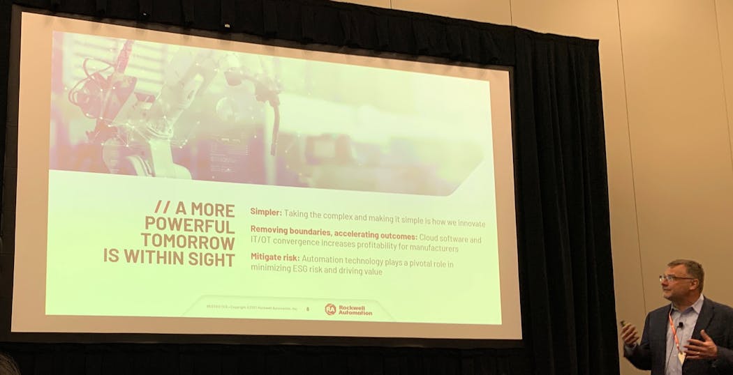 Dan DeYoung, director of production automation at Rockwell Automation, explained the company&apos;s strategy for future operations at Rockwell&apos;s Automation Fair in Chicago.