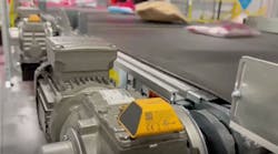AWS Monitron sensors mounted on conveyor belt motors. Source: AWS