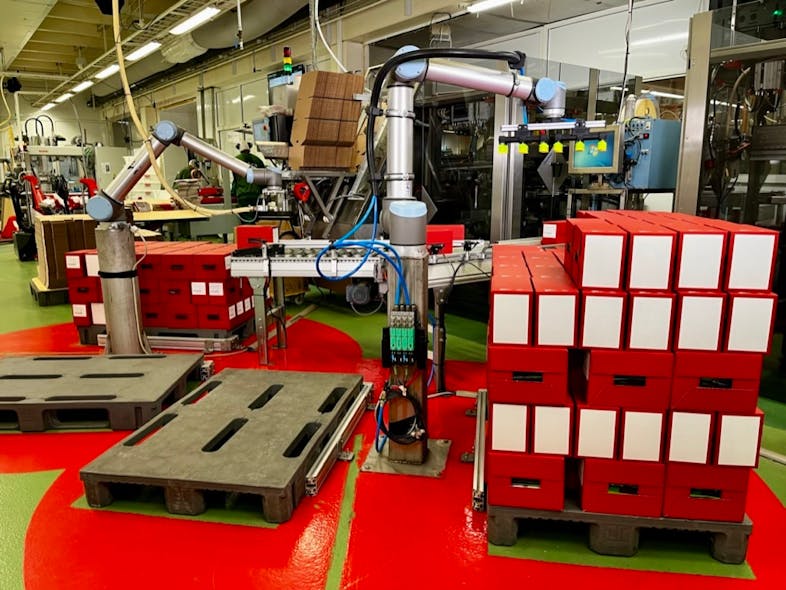 The cobot palletizing system at Nortura.