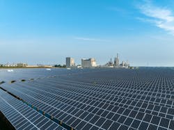 Chemical plant partially powered by adjacent solar field. Chemical plant partially powered by adjacent solar field.