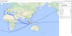 SCM Globe’s supply chain modeling and map-based simulation tool helps users visualize a global supply chain. SCM Globe’s supply chain modeling and map-based simulation tool helps users visualize a global supply chain.