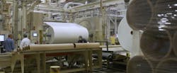 Fiberglass substrate manufacturing at GAF&apos;s plant in Shafter, Calif.