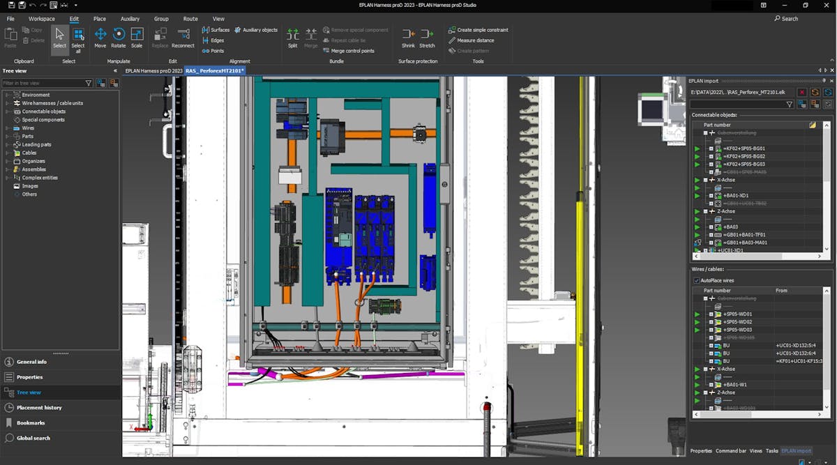 Panel layout in Eplan&rsquo;s Harness proD software.