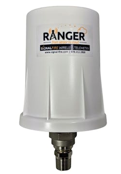 The SignalFire Ranger transmitter can be battery, solar, or dc-powered. It attaches to sensors to provide power and connectivity to a simple cloud interface through the LTE-M/NB-IoT cellular network.