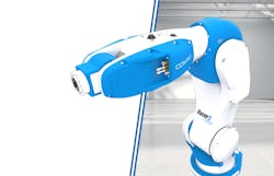 Comau's Racer-5 robotic arm will be mounted on the Agile1500 autonomous mobile vehicle to create Comau's new mobile cobot. Comau's Racer-5 robotic arm will be mounted on the Agile1500 autonomous mobile vehicle to create Comau's new mobile cobot.