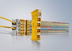 OMR uses a range of EtherCAT Terminals and yellow TwinSAFE cards for integrated functional safety. (© Beckhoff, 2023) OMR uses a range of EtherCAT Terminals and yellow TwinSAFE cards for integrated functional safety. (© Beckhoff, 2023)