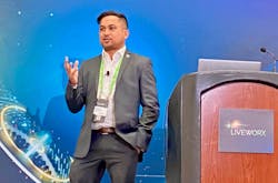 Rashitha Jayasekara, chief of digital manufacturing at Rolls-Royce speaking at PTC’s LiveWorlx 2023 event. Rashitha Jayasekara, chief of digital manufacturing at Rolls-Royce speaking at PTC’s LiveWorlx 2023 event.