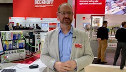 Beckhoff's Daymon Thompson at Automate 2023. Beckhoff's Daymon Thompson at Automate 2023.