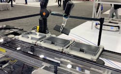 The Bosch Rexroth Flexible Transport System on display at Automate 2023. The Bosch Rexroth Flexible Transport System on display at Automate 2023.