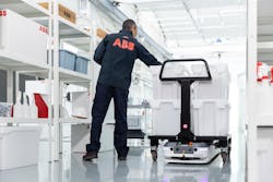 An example of an ABB autonomous mobile robot with VSLAM logistics technology.