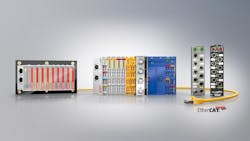 EtherCAT devices come in form factors such as this PCB-board pluggable EJ terminal, standard EL slice, and machine-mountable EtherCAT box module from Beckhoff Automation. Source: Beckhoff Automation EtherCAT devices come in form factors such as this PCB-board pluggable EJ terminal, standard EL slice, and machine-mountable EtherCAT box module from Beckhoff Automation. Source: Beckhoff Automation