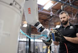A user programs an ABB robot using the ForgeOS interface. A user programs an ABB robot using the ForgeOS interface.