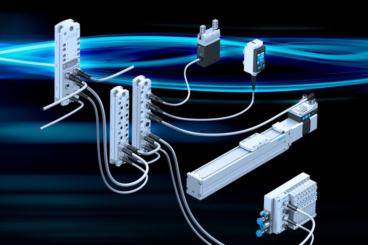 Festo's CPX-AP line of I/O modules connect to a controller via a bus interface to reduce the number of devices requiring IP addresses on the network.