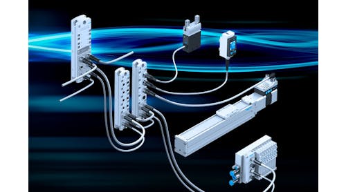 Festo&apos;s CPX-AP line of I/O modules connect to a controller via a bus interface to reduce the number of devices requiring IP addresses on the network.