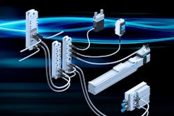 Festo's CPX-AP line of I/O modules connect to a controller via a bus interface to reduce the number of devices requiring IP addresses on the network. Festo's CPX-AP line of I/O modules connect to a controller via a bus interface to reduce the number of devices requiring IP addresses on the network.