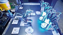 The floating and flying XPlanar movers transport the components through the testing process in an optimized 3-second cycle. The floating and flying XPlanar movers transport the components through the testing process in an optimized 3-second cycle.