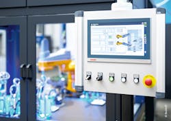 A CP29xx multi-touch Control Panel from Beckhoff enables convenient machine operation and process control.