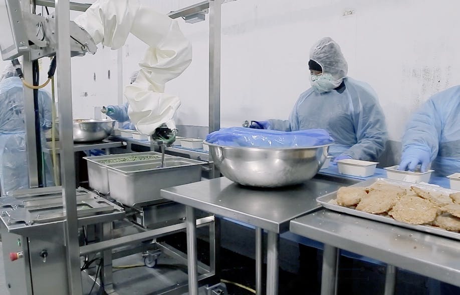 A Chef system in food tray assembly operations at Sunbasket.