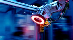 Machine vision camera with industrial sensors in a 5G private network smart factory environment. Machine vision camera with industrial sensors in a 5G private network smart factory environment.