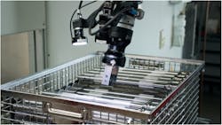 A MirAI-guided collaborative robot automates handling of metal parts for washing at HWL. A MirAI-guided collaborative robot automates handling of metal parts for washing at HWL.