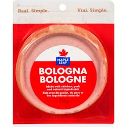 A package of Maple Leaf Foods' bologna. A package of Maple Leaf Foods' bologna.