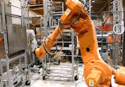 An ABB robot is used in this Rensselaer Polytechnic Institute project focused on robotic handling of explosives. Other partners in this ARM Institute project include Ensign-Bickford Aerospace & Defense, the U.S. Army, DEVCOM Armaments Center and Interface Technologies. An ABB robot is used in this Rensselaer Polytechnic Institute project focused on robotic handling of explosives. Other partners in this ARM Institute project include Ensign-Bickford Aerospace & Defense, the U.S. Army, DEVCOM Armaments Center and Interface Technologies.