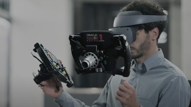 An engineer compares a real-world component of a Red Bull Racing car with a 3D simulation using Sony’s new immersive VR headset and Siemens Xcelerator software. Red Bull Racing is collaborating with Siemens and Sony to demonstrate the capabilities of this metaverse technology. Source: Siemens