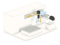 Figure 3: Automated pipetting machines can utilize an encoder on their horizontal axis. Figure 3: Automated pipetting machines can utilize an encoder on their horizontal axis.
