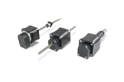 Stepper motor linear actuators with added optical encoders (From left to right: motorized lead screw, motorized lead nut and motorized linear actuator). Stepper motor linear actuators with added optical encoders (From left to right: motorized lead screw, motorized lead nut and motorized linear actuator).