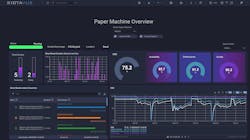 Dashboard overviews a pulp and paper company&apos;s global plants, allowing plant managers to dive into real-time OEE data collected through a digital thread. Image Source: Iota Software.