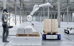 The MaiRA XL 35 kg payload cobot from Neura Robotics has a 180 cm reach and features a 360 microphone array to receive voice commands and a 3D vision sensor for object detection and gesture control.