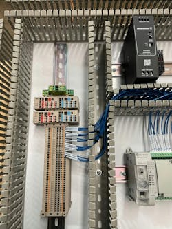 An interior view of one of the four large panels designed by Blue Collar Automation. Source: Weidmuller An interior view of one of the four large panels designed by Blue Collar Automation. Source: Weidmuller