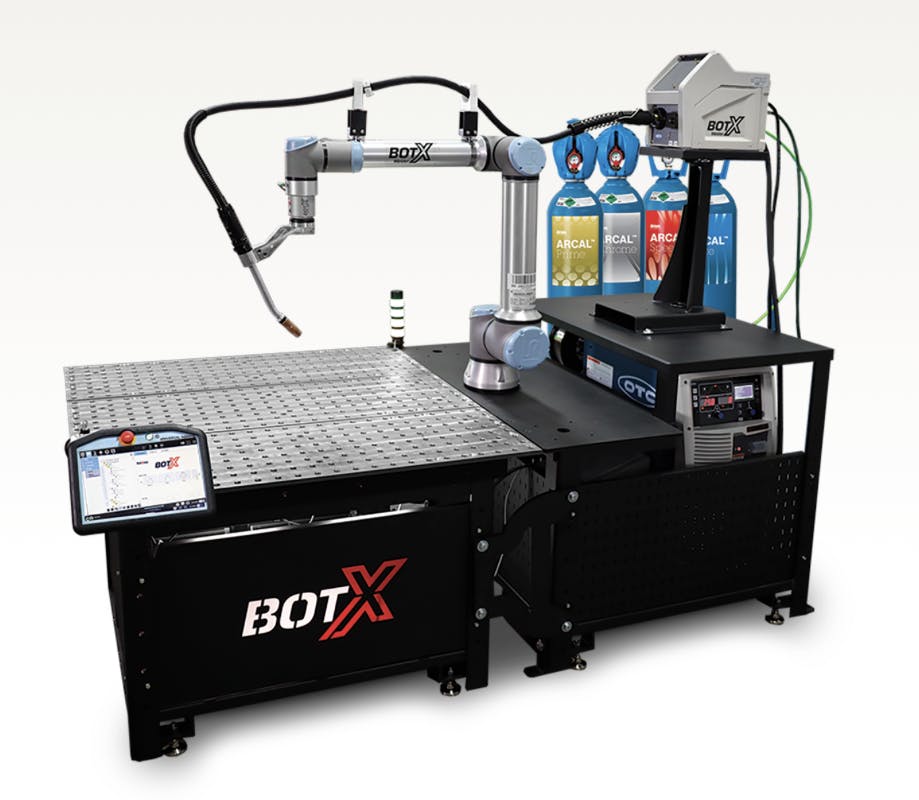 The BotX system from Red-D-Arc is part of Universal Robots UR+ ecosystem. It is designed to help manufacturers increase production capacity and consistently weld complex parts with high quality. BotX can be rented or leased on a short-term or long-term basis to evaluate it with no commitment or return it if production needs slow down. Source: Universal Robots