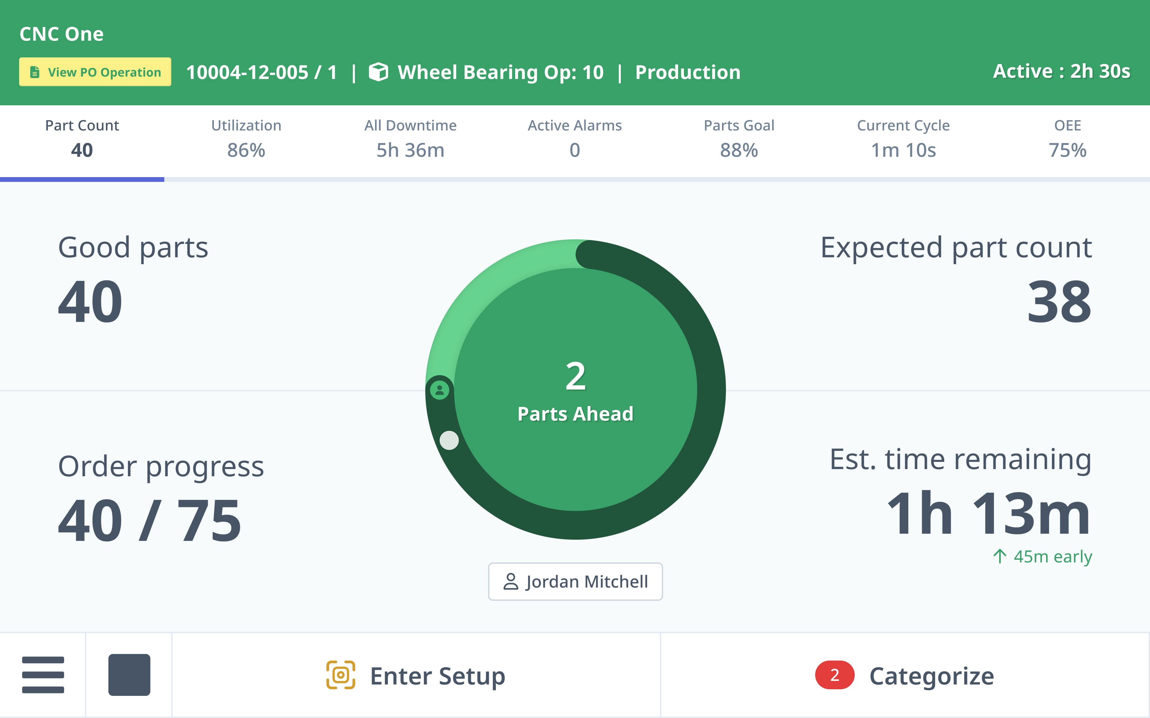 Job tracking labor tickets main screen.