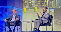 Rockwell Automation's Blake Moret (left) and Nvidia's Rev Lebaredian at Automation Fair 2024. Rockwell Automation's Blake Moret (left) and Nvidia's Rev Lebaredian at Automation Fair 2024.