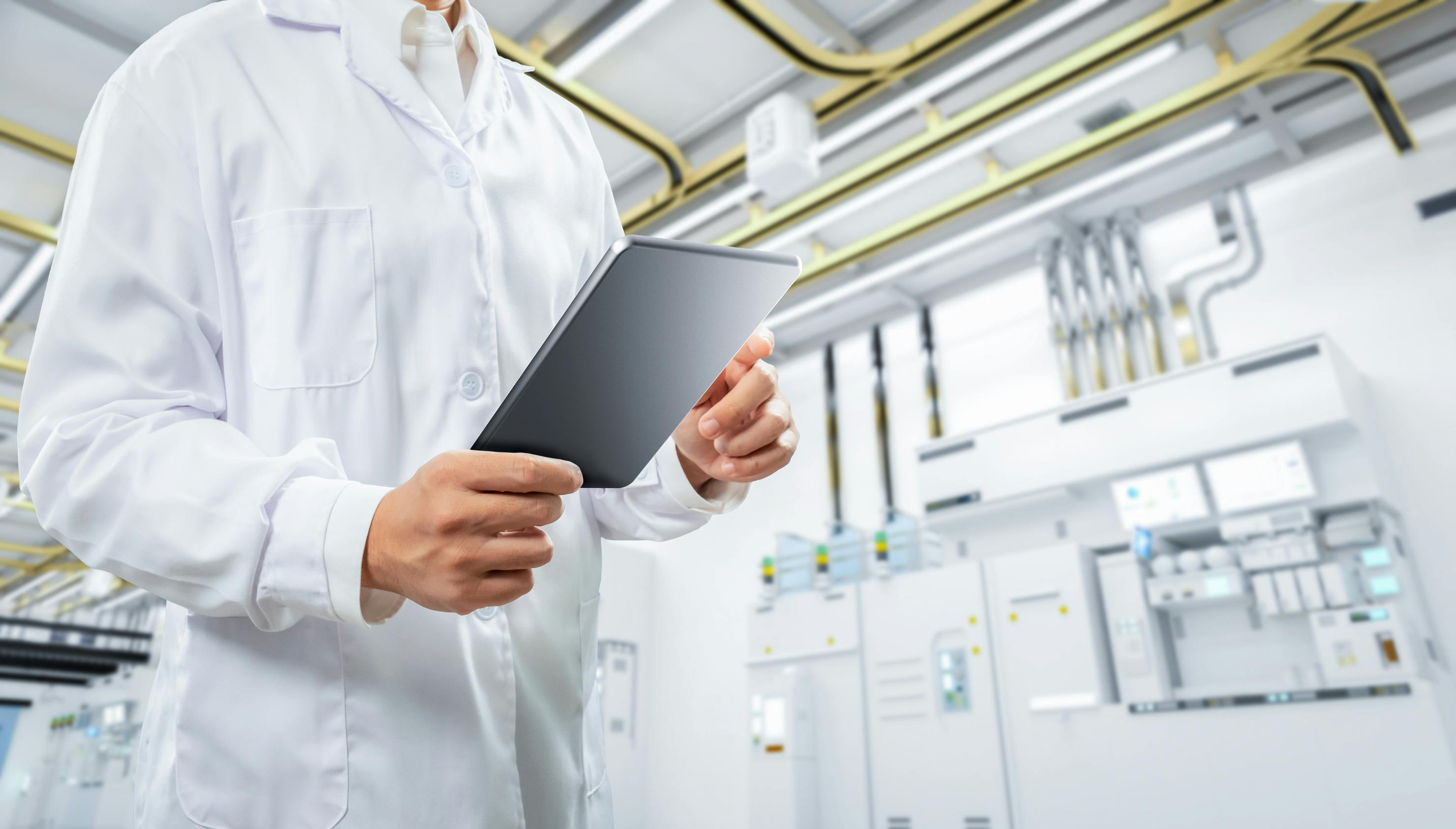 checking data on a mobile device in a processing facility.