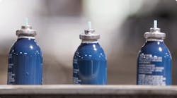 Aerosol canisters move through production at PLZ. Aerosol canisters move through production at PLZ.