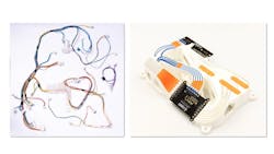 Comparison of traditional wiring harness vs. Electrical Function Integration. Comparison of traditional wiring harness vs. Electrical Function Integration.