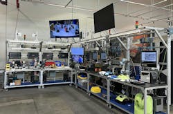 The assembly test bed at MxD showcasing the Siemens/Betacom 5G network. The assembly test bed at MxD showcasing the Siemens/Betacom 5G network.