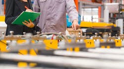 A male expertise engineering is explaining about the quality of metal sheet machine of industry to female inspector and Mechanic or technician in manufacturing or factory, Business's safety check. A male expertise engineering is explaining about the quality of metal sheet machine of industry to female inspector and Mechanic or technician in manufacturing or factory, Business's safety check.