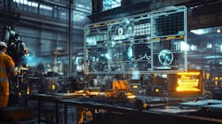 modern manufacturing environment with data visualization dashboard modern manufacturing environment with data visualization dashboard