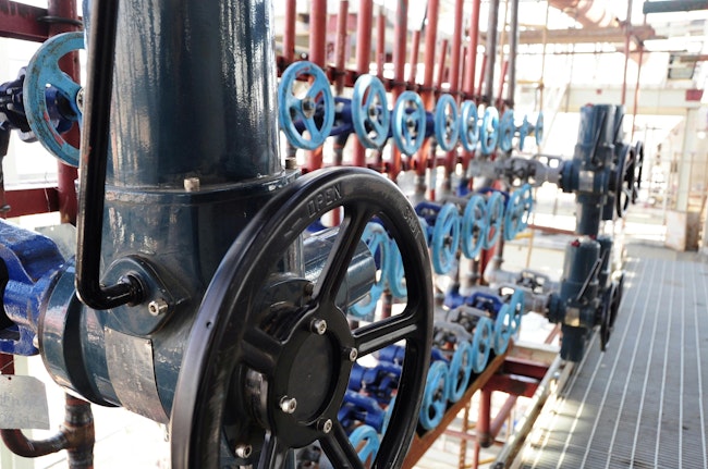 valves in a processing facility