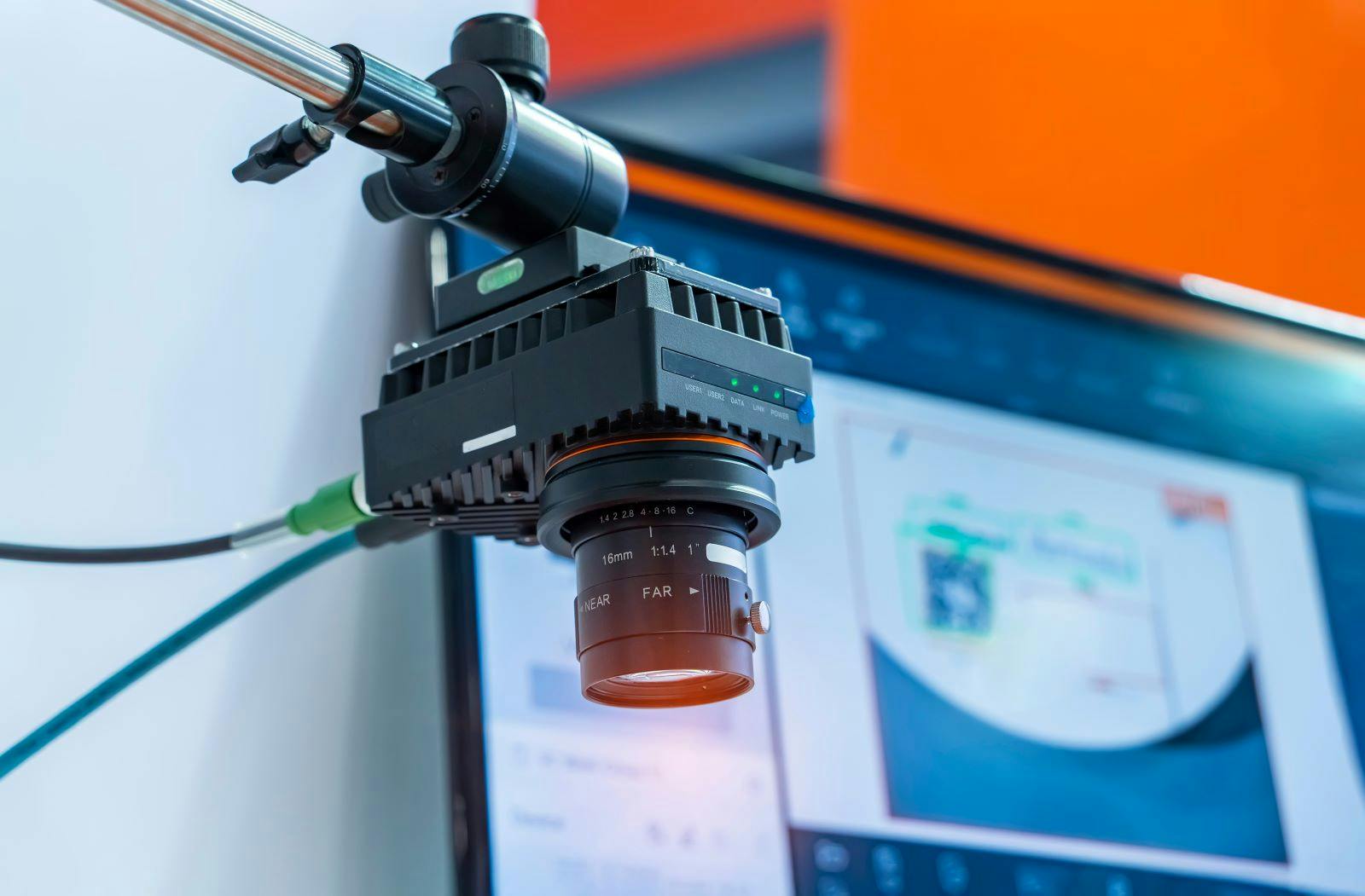 Robotic vision sensor camera system in intellegence factory, manufacturing industry for industry 4.0 and technology concept